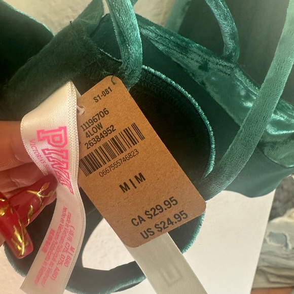 NWT green Velvet PINK Victoria’s Secret Bralette - Picture 2 of 3